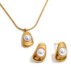 Tiger Stone Imitation Pearls Geometric Pendant Necklace Earrings Set for Women Jewelry - Image 10