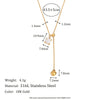 Square Clear Zircon Tassel Heart Necklace Gold Plated Stainless Steel Minimalist Style Women Jewelry - Image 8