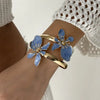 Elegant Enamel Flower Open Cuff Bracelet For Women Gold Plated Metal Pink White Blue Floral Bangles Beach Party Vacation Jewelry - Image 9
