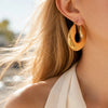 Chamica 40mm Chunky Big Round Gold Earrings for Women Wide Flat Statement Hoop Earrings Lightweight Stainless Steel - Image 2