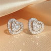Loving Heart Zirconia Stud Earrings For Women Girls Silver Color Metal Crystal Ears Accessories Wedding Jewelry Gifts - Image 18