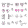 Butterfly and Heart Stud Piercing Earrings in Multiple Motifs - Image 7