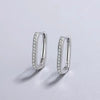Silver Color Micro-inlaid Zircon U-Shape Hoop Earrings for Women Simple Square Earring Temperament Ear Jewelry Accessories - Image 8