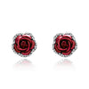 Rose Flower Rhinestone Stud Earrings For Women Blue Red Purple Round Bouquet Crystal Earring Wedding Jewelry Gift - Image 7