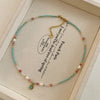 Water Drop Pendant Necklace with Beaded Chain in Gold Tone - Image 3