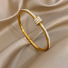 Chic Gold Color Simple 316L Stainless Steel Bangles Bracelets for Women Charm Zircon Jewelry Gift - Image 4