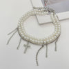 Imitation Pearl Chain Anklet Bracelet for Women Bohemian Rhinestone Cross Pendant Anklets Summer Foot Jewelry - Image 5