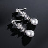 Korean Flower Earrings Shiny Leaf Zircon Imitation Pearl Drop Earring Bridal Wedding Jewelry Gifts - Image 2