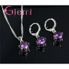 Silver Pendant Necklace Earrings For Women Engagement Jewelry Set Austrian Crystal - Image 5