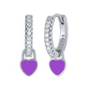 Huggie Silver Ear Needle Enamel Heart Pendant Hoop Earrings Circle Micro Set Zircon Earrings for women Gift - Image 20