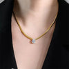 316L Stainless Steel Sparkling Zirconia Necklace For Women Neck Chain Collar Jewelry - Image 8
