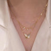 Zircon Inlaid Golden Butterfly Pendant Double Layer Necklace Women's Personality Necklace Wedding Jewelry Birthday Gifts - Image 4