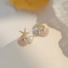 White Pink Shell Starfish Stud Earrings for Women Cute Asymmetric Imitation Pearl Rhinestones Beads Charms Small Ear Jewelry - Image 7