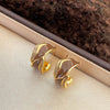 Maillard Drip Glaze Stud Earrings for Women Vintage Brown Resin Metal Irregular Geometric Earrings Jewelry Accessories - Image 7