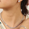 Round Cubic Zirconia Tennis Necklace and Earrings Bridal Jewelry Set - Image 5