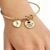 Stainless Steel 26 Letters Initial Heart Charm Bangle Bracelet Class Of Graduation Jewelry For Students Men And Women - Image 2