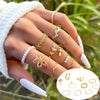 10Pcs Imitation Pearl Leaf Flower Rings Set For Women Rhinestone Butterfly Finger Ring Metal Knuckle Finger Ring Jewelry - Image 1