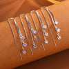 Elegant Drop Earrings For Women Bright Crystal Zirconia Square Copper Long Tassel Dangle Ear Piercing Line Accessory - Image 1