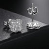 Lucky Clover Petal Earrings For Women Men hip-hop Iced Out Zirconia Blingbling Silver Color Stud Earings Jewelry -1 - Image 3