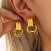 Stainless Steel Three-Layer Knot Earrings for Women Vintage Glossy Geometric Twisted Earrings Party Jewelry Gifts - Image 7