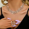 Ladies' Banquet Style Vine Full Diamond Necklace Earrings Two Piece Set Wedding Party Banquet Women's Accessories - Image 7