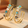 Bohemian-style Retro Water Drop Synthetic Turquoise Large Circle Hoop Earrings Women Concise Party Banquet Jewelry Craft - Image 8