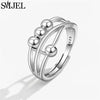 Metal Balls Fidget Rings Adjustable for Women Stress Relieve Finger Jewelry Rotatable Beads Ring Accessories - Image 12