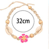 Neon Pink Color Flower Shell String Weaving Handmade Anklet Starfish Shell Turtle Charm Adjustable Anklet Summer Beach Jewelry - Image 2