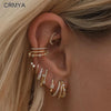 Crmya Classic Earrings for Women Zirconia Gold-plated Ear Cuff Stud Hoop Earrings Women Party Jewelry Accessories - Image 1
