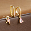 3PCS Water Drop Huggie Hoop Earrings Set for Women Three-petal Flower Stud Earrings Prevent Allergy Piercing Jewelry - Image 14