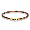 Gold Color Stainless Steel Button Braided Leather Bracelet For Men Women Couple Jewelry Gifts - Image 10