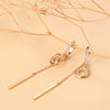 Long Tassel Drop Earrings with Clear Stone Details in Rose Gold-Tone - Image 5