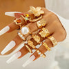 Tocona Imitation Pearl Open Ring Sets for Women Elegant Gold Color Ring Party Jewelry Accessories - Image 18