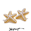 Ocean Style Imitation Pearls Starfish Stud Earrings Stainless Steel Casting Summer Holiday Beach Jewelry Gift - Image 1