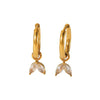 Vintage Square Waterdrop Flower Cubic Zirconia Hoop Earring Stainless Steel Gold Plated Earrings For Women - Image 4