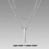 Mens Vertical Bar Necklaces,Stacking Stainless Steel Geometric Pendant with Wheat Rope Cuban Chain,Male Jewelry Gift - Image 21