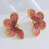 Vintage Blue Drip Oil Flower Stud Flower for Women Metal Four Petal Floral Temperament Earrings Wear Jewelry Gift - Image 5