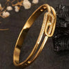 Stainless Steel Snap-on Bangles Women Gold Color Openwork Zircon Bangle Jewellery Accessories Gift 60mm Button Bracelets - Image 4