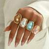 4pcs Elegant Imitation Baroque Pearl Ring Set for Women Vintage Style Statement Adjustable Rings Daily Wear Jewelry - Image 3