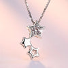 Silver Star Pendant Necklace Crystal Earrings Chain Bracelets Jewelry Sets For Women - Image 2