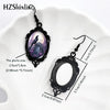 Rose Raven with Moon Dangle Earring Black Lace Earrings Oval Glass Photo Jewelry Gifts Party - Image 6