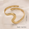 Stainless Steel Geometric Wave Open Arm Cuff Bracelet For Women Simple Smooth Adjustable Statement Jewelry Bangle - Image 6
