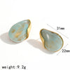 Brown Resin Geometric Shape Earrings Stainless Steel Gold-plated Ear Studs for Women - Image 9