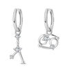 Silver Twelve Constellation Series Stud Zircon Earrings Wedding Ladies Jewelry Women Girls - Image 18