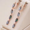 Geometric Colorful Zircon Long Dangle Earrings for Women Accessories Rose Gold Color Daily Jewelry - Image 6
