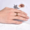 Domed Koa Wood Inlay Rings 8MM Gold Color Men Stainless Steel Rings for Wedding Engagement Jewelry Gift - Image 3