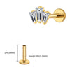 Titanium 16G Triple Baguette CZ Crown Monroe Labret Stud Cartilage Helix Conch Stud Earlobe Piercing - Image 8