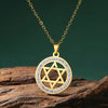 Star of David Stainless Steel Vintage Necklace Clear Zircon Round Pendant Necklaces Jewelry Wedding Gift for Women Men - Image 2