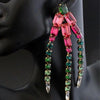 Luxury Crystal Tassel Earrings Summer Accessories for Women Statement Dangle Colorful Rhinestone Earrings Stud Party Jewelry