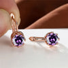 Cute Female Crystal Blue Round Stone Earrings Simple Crown Rose Gold Color Bride Jewelry For Women - Image 3
